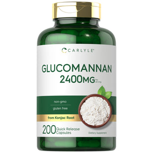 Carlyle Glucomannan 2400 mg, bottle of 200 quick-release capsules.