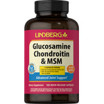 LINDBERG Glucosamine Chondroitin & MSM with 180 quick-release capsules.