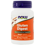 Now Foods Gluten Digest supplement for gastrointestinal support with 60 vegetable capsules.