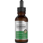 Horbäach Super Concentrated Goldenseal Liquid Extract 1 fl. oz., non-GMO, gluten-free, and alcohol-free product.