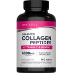 NEOCELL Grassfed Collagen Peptides with Vitamin C and Biotin, 6000 mg per serving, 180 tablets.