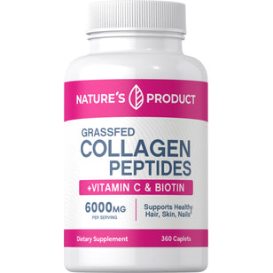 Grassfed Collagen Peptides + C & Biotin, 6000 mg (per serving), 360 Caplets