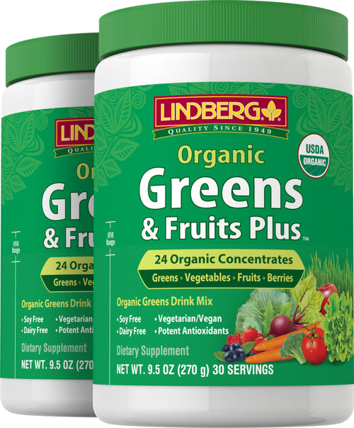 Greens & Fruits Plus Organic, 9.5 oz (270 g) Bottle, 2  Bottles