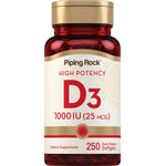 D3 1000 IU (25 MCG) High Potency Vitamin Supplement with 250 quick release softgels.