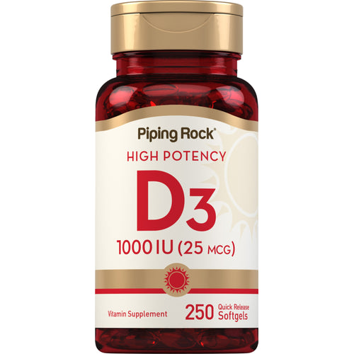 High Potency Vitamin D3, 1000 IU, 250 Quick Release Softgels