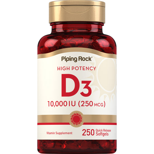 High Potency Vitamin D3, 10,000 IU, 250 Quick Release Softgels