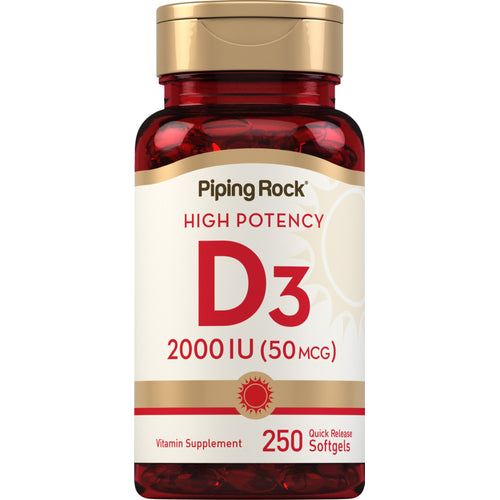 High Potency Vitamin D3, 2000 IU, 250 Quick Release Softgels