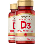 High Potency Vitamin D3, 5000 IU, 250 Quick Release Softgels, 2  Bottles