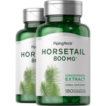 Two bottles of Horsetail 800 mg Concentrated Extract Herbal Supplement, each with 180 quick release capsules.