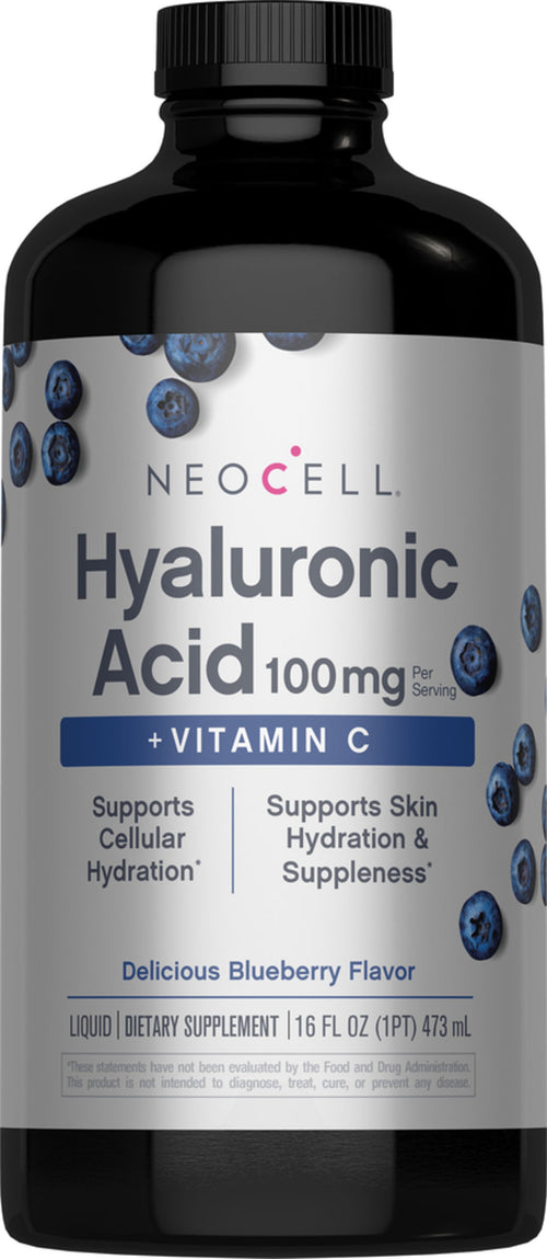 Hyaluronic Acid 100 mg plus C Liquid (Delicious Blueberry Flavor), 16 fl oz (473 mL) Bottle