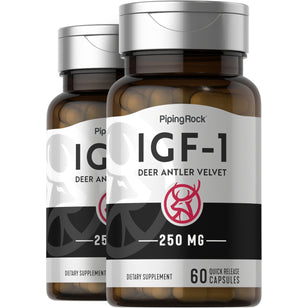 IGF-1 Deer Antler Velvet, 60 Quick Release Capsules, 2  Bottles