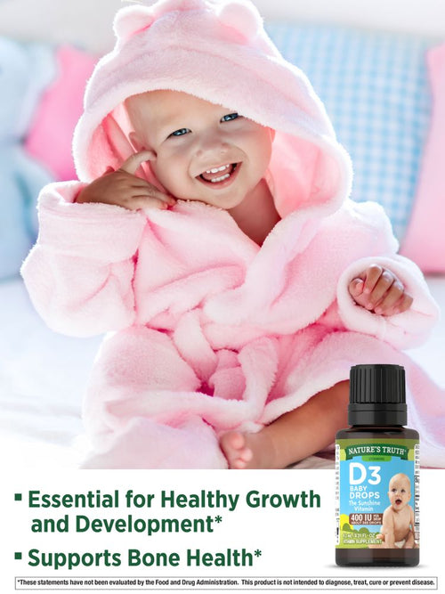 Baby D3 Drops Liquid Vitamin D 400 IU, 9.2 mL (0.31 fl oz) Dropper Bottle