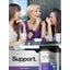 Three young women laughing at a cafe with a bottle of Organic Daily Fiber & Probiotic.