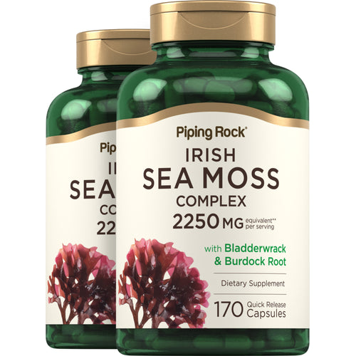Irish Sea Moss Complex with Bladderwrack & Burdock Root, 2250 mg (per serving), 170 Quick Release Capsules, 2  Bottles