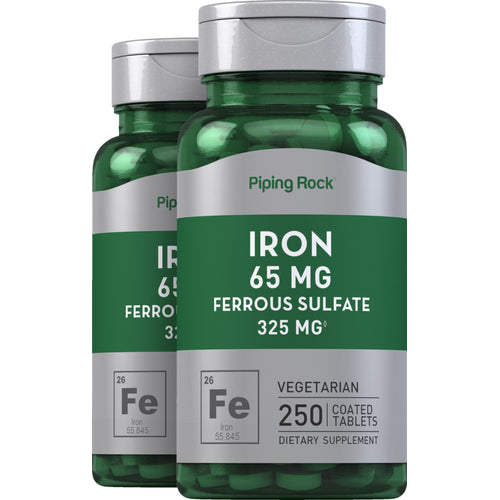 Iron Ferrous Sulfate, 65 mg, 250 Coated Tablets, 2  Bottles