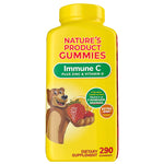 Nature's Product Gummies Immune C Plus Zinc & Vitamin D Supplement, 290 Gummies, with a bear and assorted fruit.