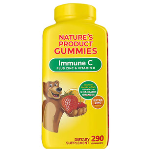 Nature's Product Gummies Immune C Plus Zinc and Vitamin D, includes 290 gummies for immune support.