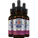 Kids Melatonin 1 mg, berry flavor, 3 x 1 fl oz dropper bottles, each with 30 servings, delicious and effective.
