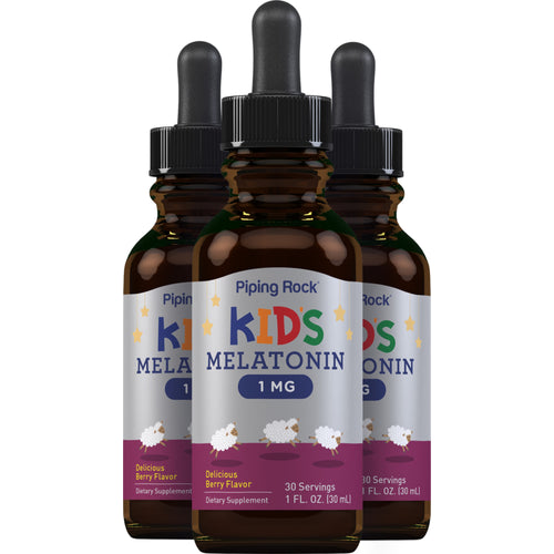 Kids Melatonin (3 Pack) (Delicious Berry), 1 mg, 1 fl oz (30 mL) Dropper Bottle