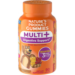Nature's Product Gummies Multi+ Digestive Support Daily Multivitamin with 3 grams of Fiber, 90 gummies.