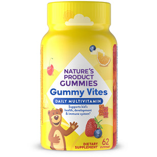 Nature's Product Gummy Vites are daily multivitamins with 62 gummies suitable for overall health.