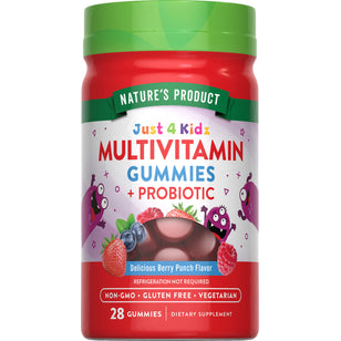 Kids Multivitamin + Probiotic (Delicious Berry Punch), 28 Gummies