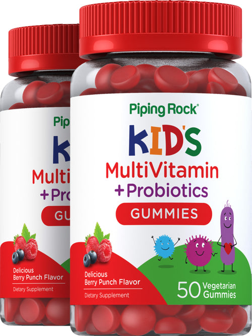 Kids Multivitamin + Probiotic (Delicious Berry Punch), 50 Vegetarian Gummies, 2  Bottles