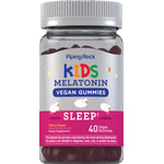 Cherry-flavored Kids Melatonin Vegan Gummies, 40 count, a dietary supplement for improved sleep.