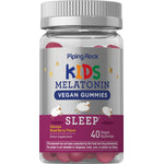 Vegan melatonin gummies for kids in mixed berry flavor, 40 gummies for sleep support.