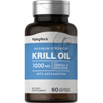 Krill Oil 1000 mg 60 Quick Release Softgels. Maximum strength with Omega-3 EPA/DHA and Astaxanthin. Dietary supplement.