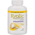 Kyolic Aged Garlic Extract Lecithin Cholesterol Formula 104 offers an odorless organic garlic supplement with 300 capsules.