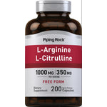 L-Arginine L-Citrulline 1000 MG / 350 MG per serving, Free Form Dietary Supplement with 200 Quick Release Capsules.
