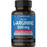 L-Arginine 500 mg Free Form, 100 Quick Release Capsules Dietary Supplement. Nitric Oxide Precursor, Supports Exercise Performance.