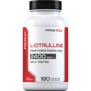 L-Citrulline 2400 mg free form amino acid, HPLC tested, 180 quick release capsules.