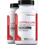 Two bottles of L-Citrulline Free Form Amino Acid, 2400 MG per serving, HPLC tested, 180 capsules, dietary supplement.