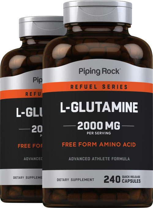 L-Glutamine, 2000 mg (per serving), 240 Quick Release Capsules, 2  Bottles