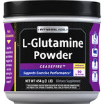 FITNESSLABS L-Glutamine Powder, unflavored and unsweetened, 454 g (1 LB) bottle.
