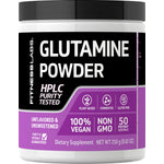 Glutamine Powder with a net weight of 250 grams (8.82 ounces) displayed against a plain background. Suitable for dietary supplementation.