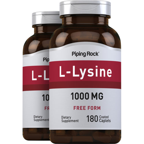 L-Lysine (Free Form), 1000 mg, 180 Coated Caplets, 2  Bottles