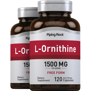 L-Ornithine, 1500 mg (per serving), 120 Quick Release Capsules, 2  Bottles