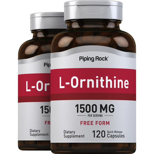 L-Ornithine, 1500 mg (per serving), 120 Quick Release Capsules, 2  Bottles