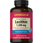 Lindberg Lecithin 1,200 mg, Non-Genetically Engineered, Gluten Free, with 120 Quick Release Softgels.