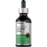 Licorice Root Liquid Extract, 2 fl. oz., non-GMO, gluten-free, alcohol-free, Vegetarian Herbal Supplement in bottle.