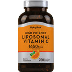Liposomal Vitamin C 1650 MG per serving, 250 quick release softgels. Dietary supplement for high potency.