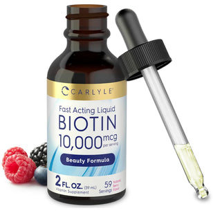 Liquid Biotin (Berry), 10000 mcg (per serving), 2 fl oz (59 mL) Dropper Bottle