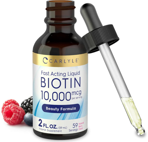 Liquid Biotin (Berry), 10000 mcg (per serving), 2 fl oz (59 mL) Dropper Bottle