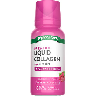 Premium Liquid Collagen with Biotin Beauty Formula, 8 FL. OZ. (237 mL) liquid supplement bottle.