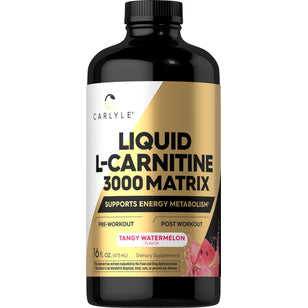 Carlyle Liquid L-Carnitine 3000 Matrix in Tangy Watermelon flavor, 16 fl. oz. (473 mL), as a dietary supplement.