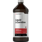Horbäach Liquid L-Carnitine, berry flavor, 3000 mg per serving, non-GMO, gluten-free, 16 fl. oz. (473 mL) bottle.