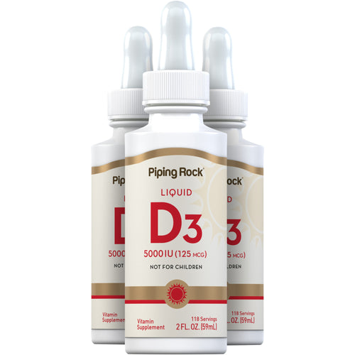 Liquid Vitamin D3, 5000 IU, 2 fl oz (59 mL) Dropper Bottle, 3  Dropper Bottles